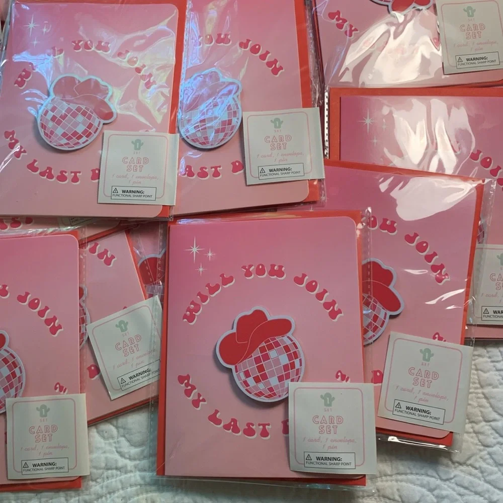 Last Disco 30 Pc blank note Card invitation W/Disco ball pin & Envelopes NEW